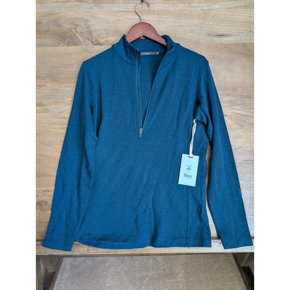 Ibex Pullover Womens Medium Kingfisher The Art of Wool FW24 Shak 1/4 Zip NWT - Picture 1 of 5